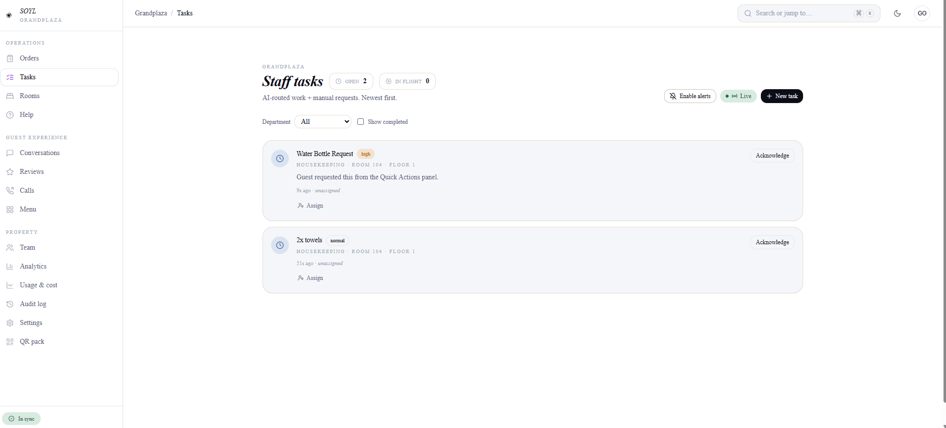 Requests and tasks created and assigned to the right team
